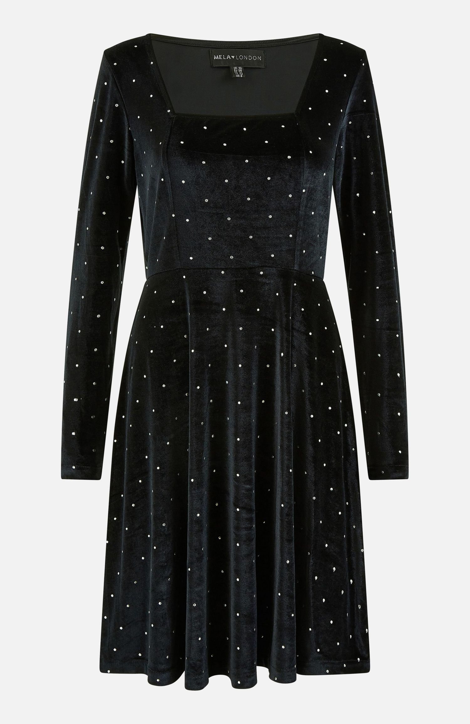 Women's Diamante Long-Sleeve Skater Dress