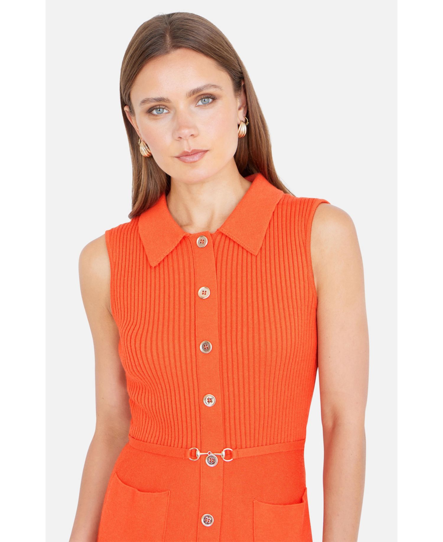 Women's Rib Knitted With Buckle Skater Dress