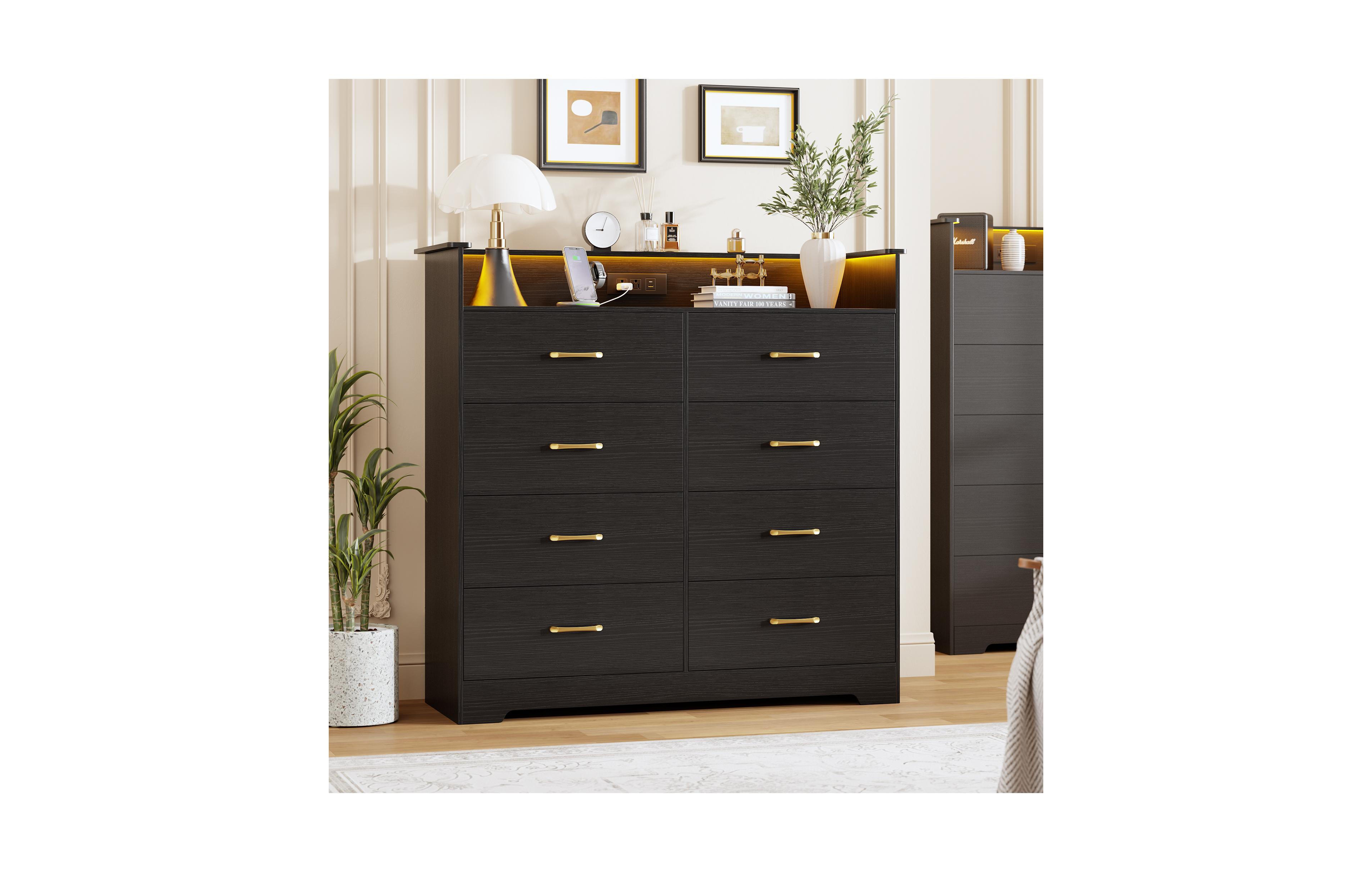 gaomon 8-Drawer Wooden Dresser, Modern Closet Storage Cabinet for Bedroom, Living Room