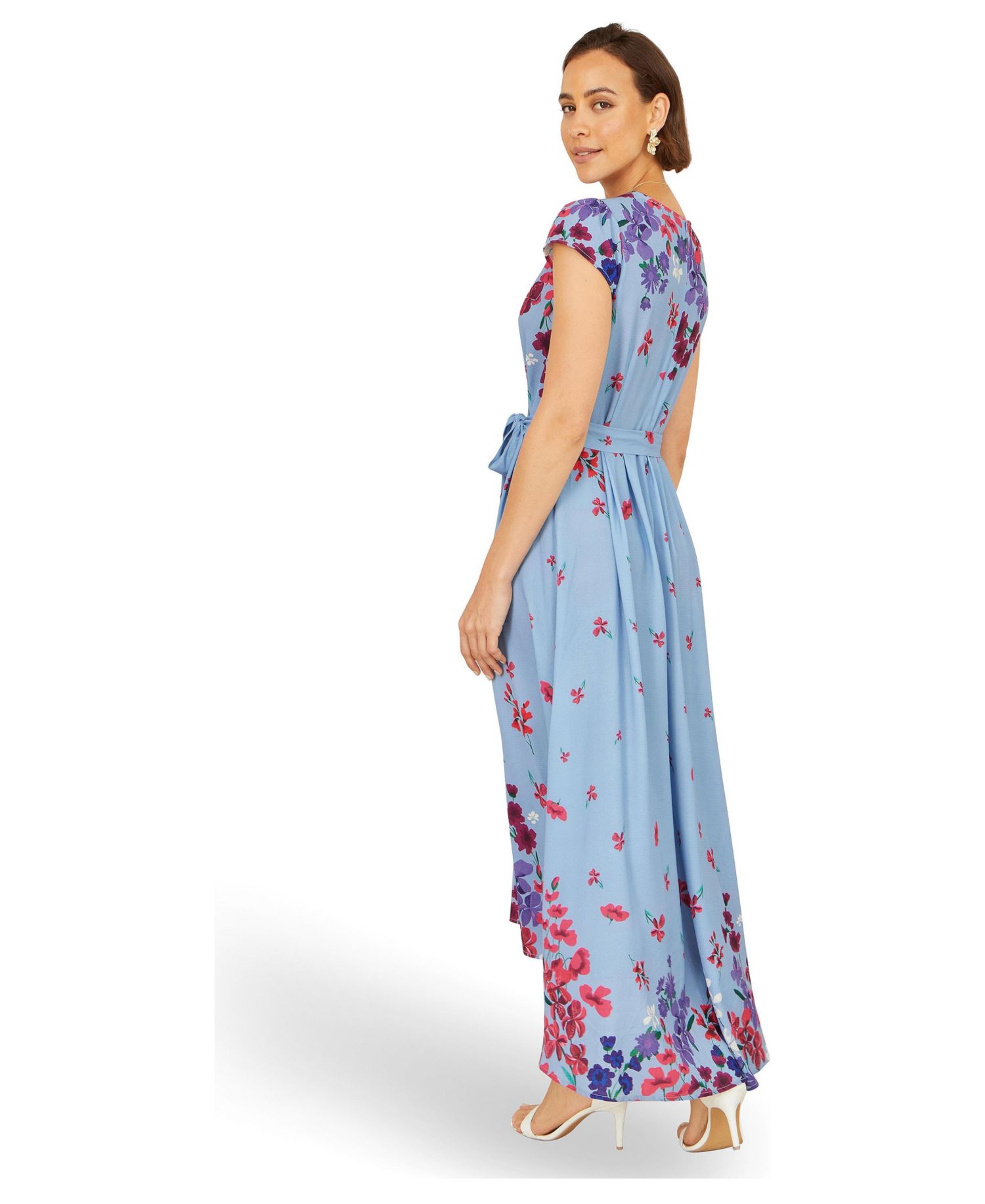 Women's Floral Mirror Dip Hem Wrap Dress