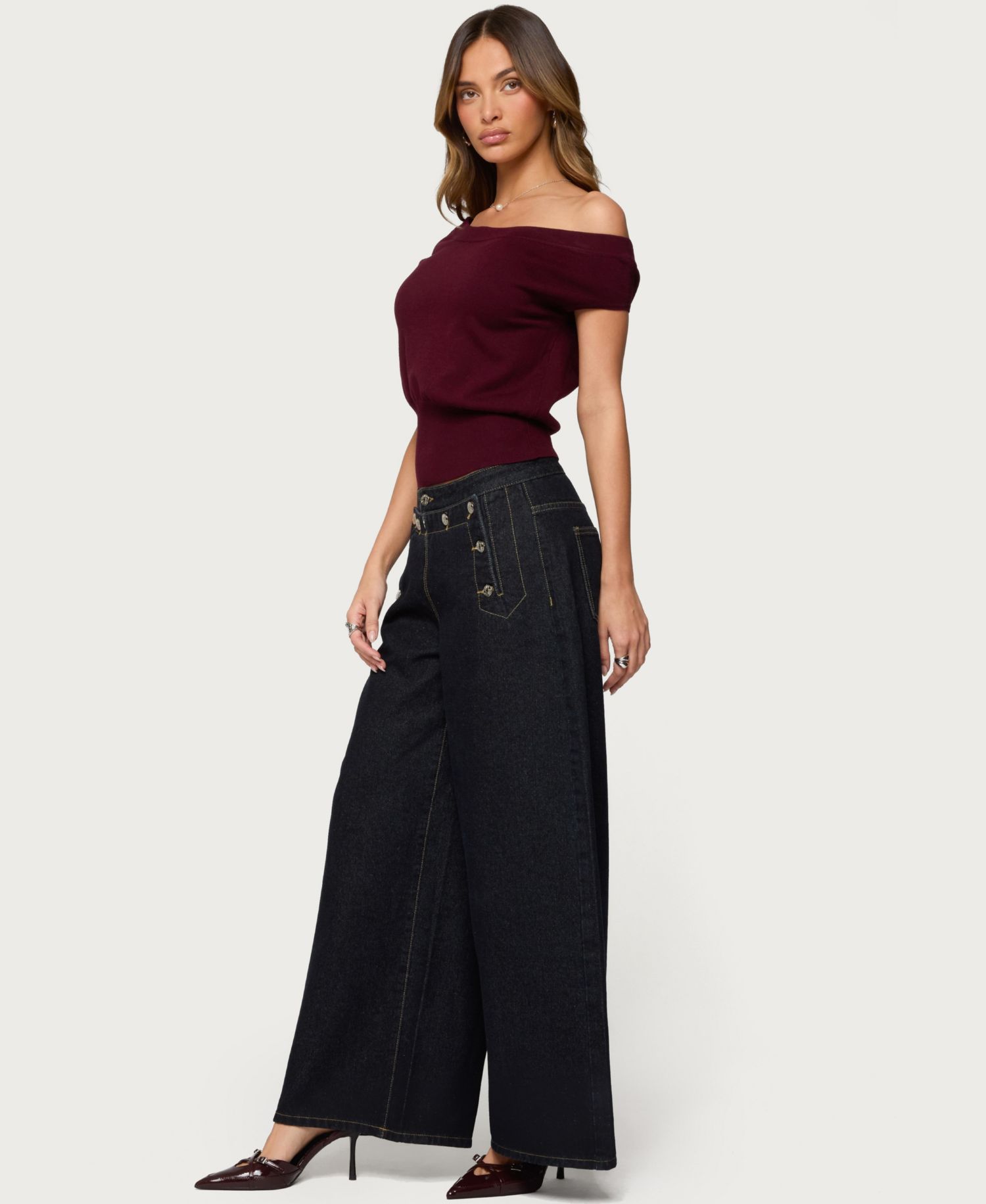 Women's Frida Buttoned Low Rise Baggy Jeans