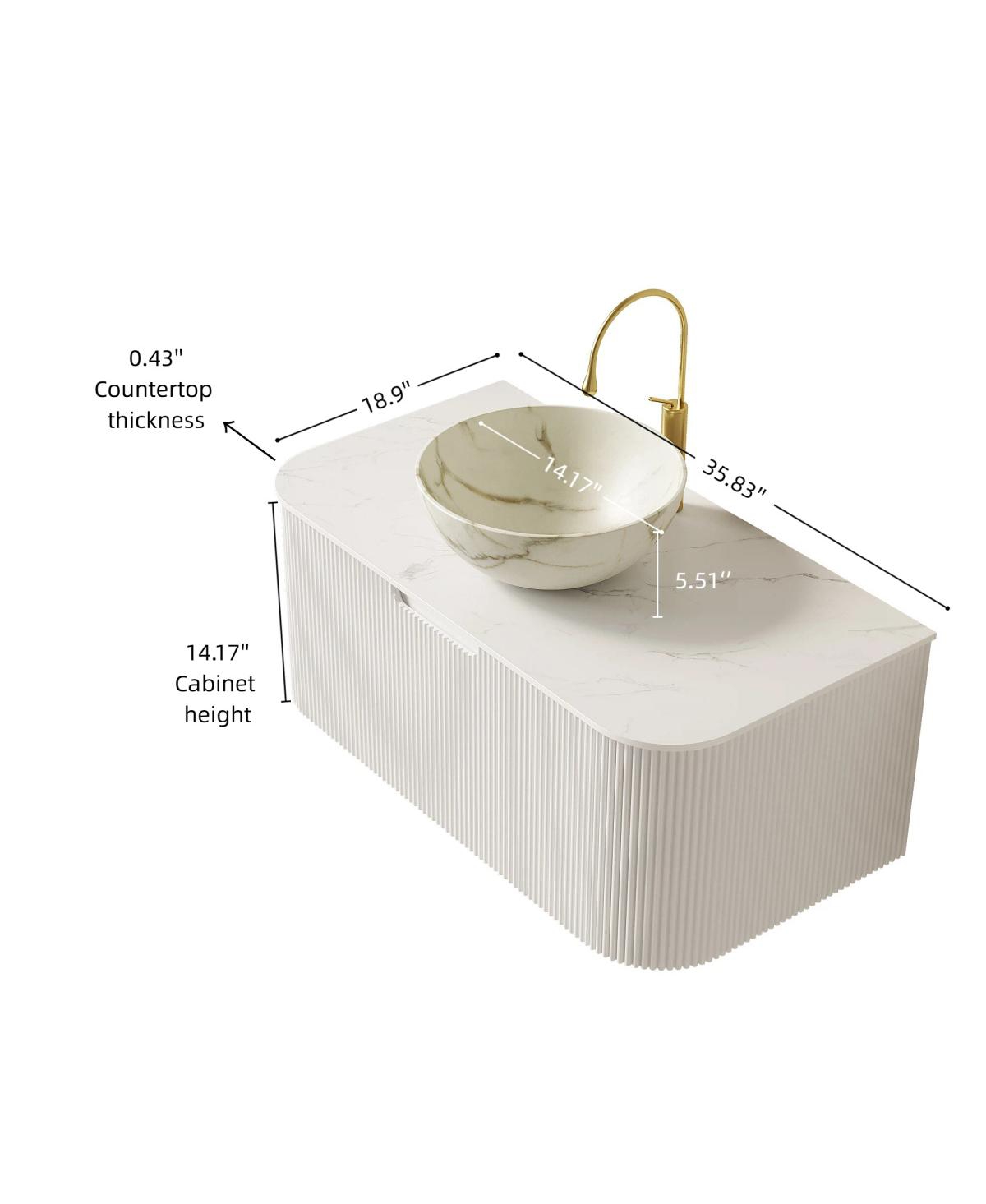 Sillysis Wall Mounted Bathroom Vanity, Matte Bowl Ceramic Basin, Sintered Stone Top