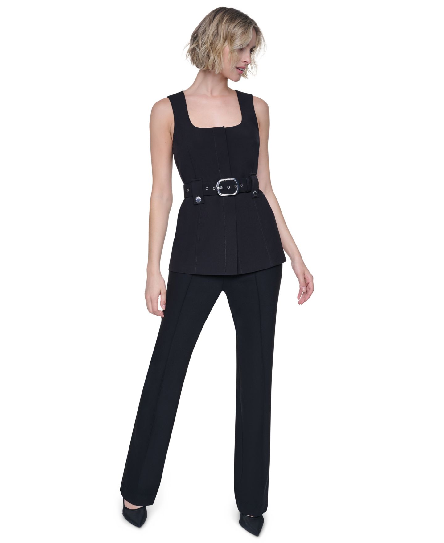 Женский жилет DKNY Belted Sleeveless Vest, цвет: Чёрный — фото 2