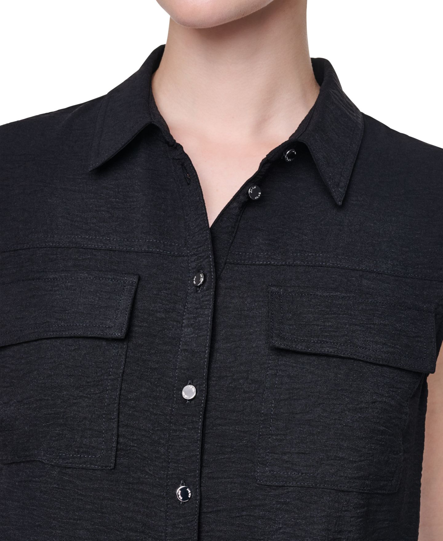 Женский топ DKNY Washer с воротником, цвет: Чёрный — фото 5