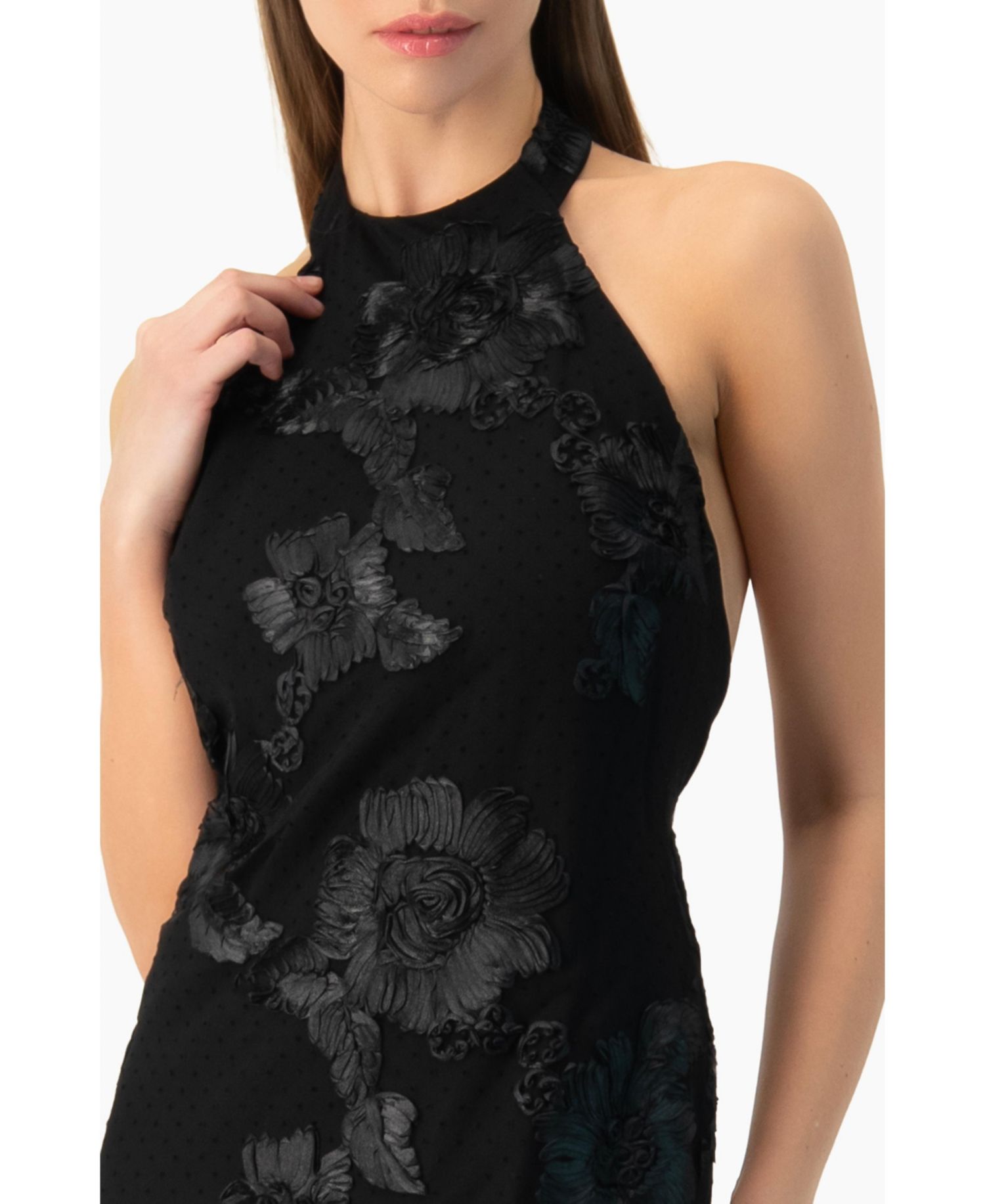 Women's Halter Floral Lace Mermaid Gown