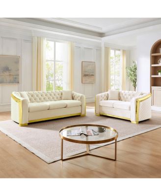 Mid-Century Velvet Couch Set:  3-Seater and Loveseat