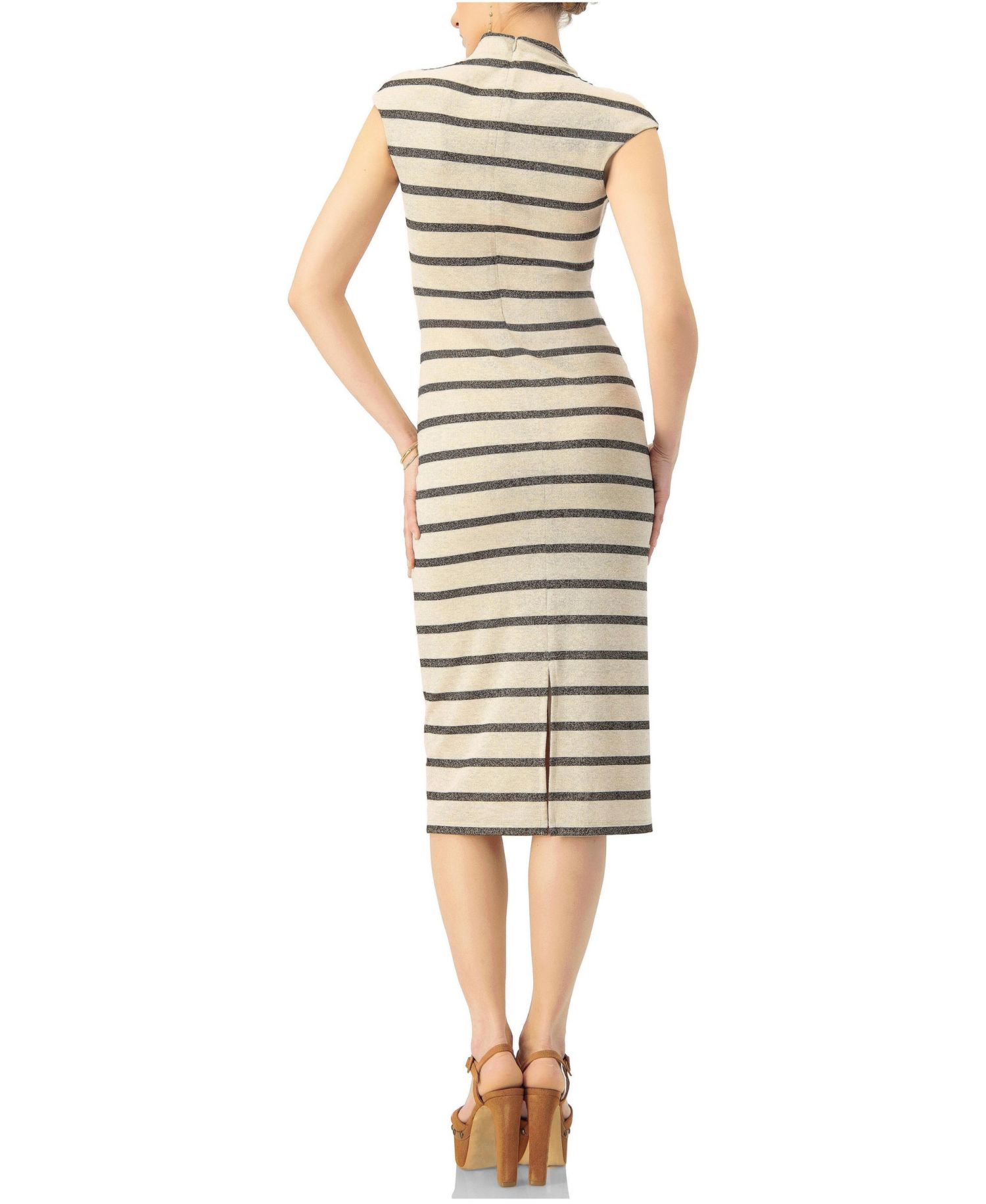 Women's Striped Jersey Midi Dress