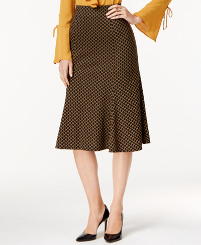 NY Collection Patterned Ponte A-Line Skirt