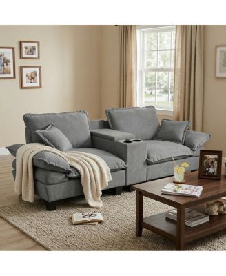 Modular L-Shape Cloud Couch with Storage and Cup Holders