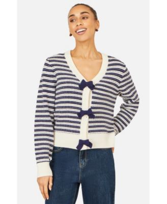 Women's Stripe With Bow Detail Cardigan