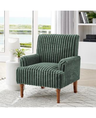 Corduroy Accent Chair with Wood Legs