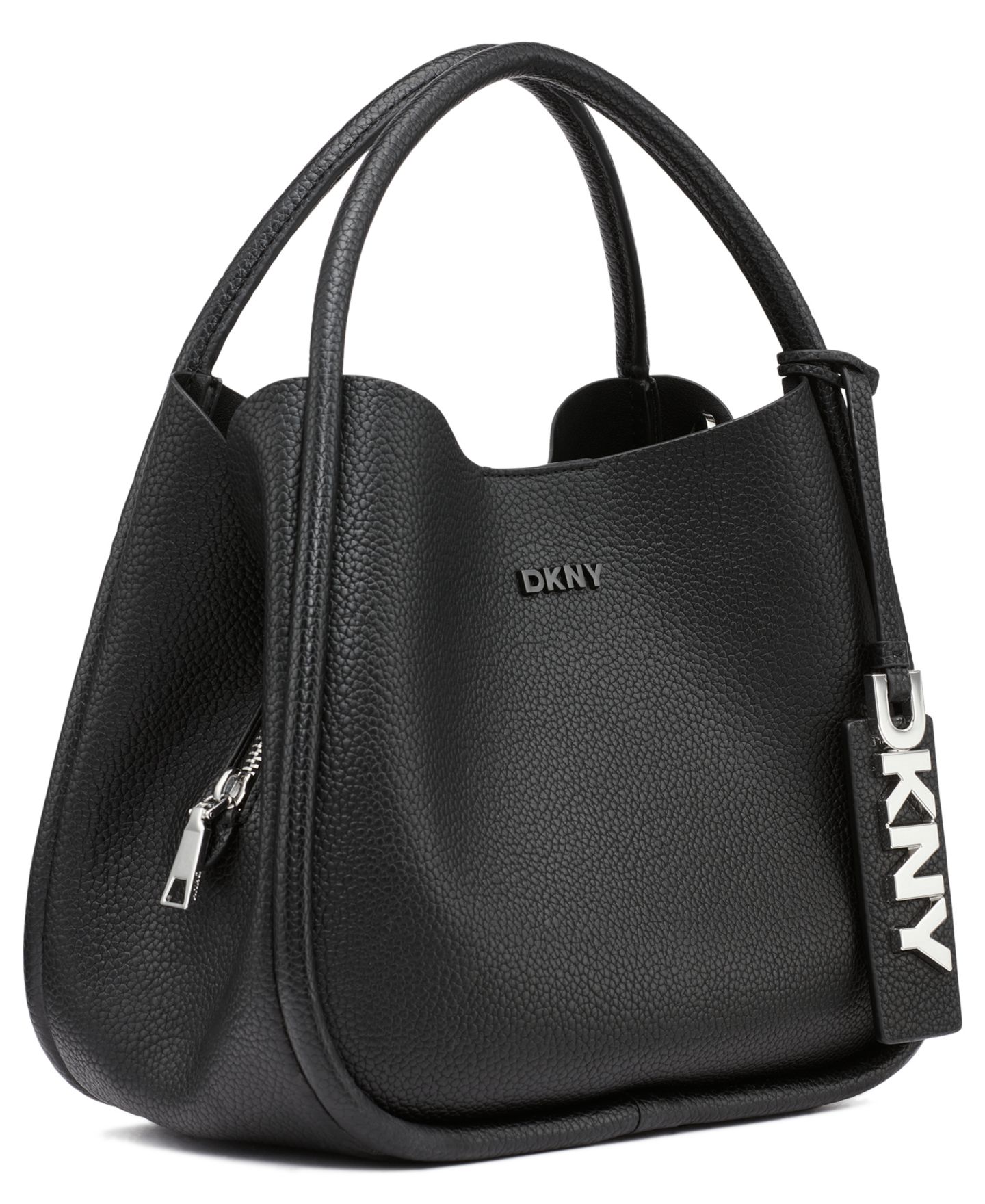 Женская сумка DKNY Capri Small Hobo Handbag, цвет: Чёрный / Серебряный — фото 3