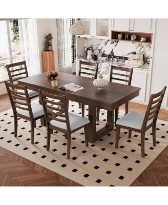 7 Piece Farmhouse Extendable Dining Set