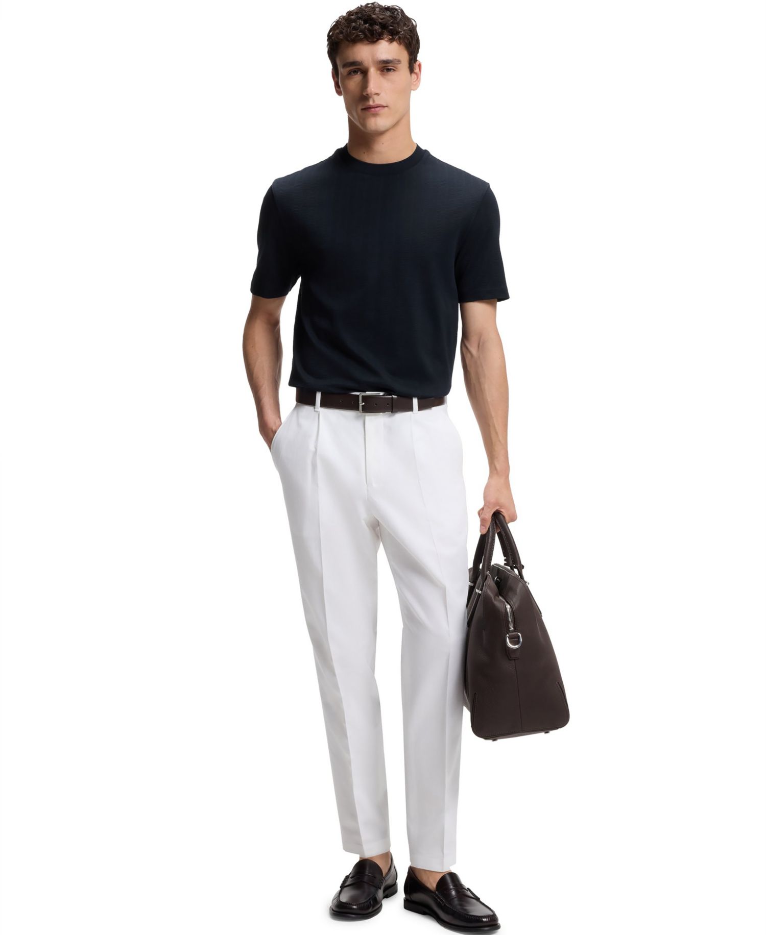 Men's Cotton Regular-Fit Jacquard Structure T-Shirt