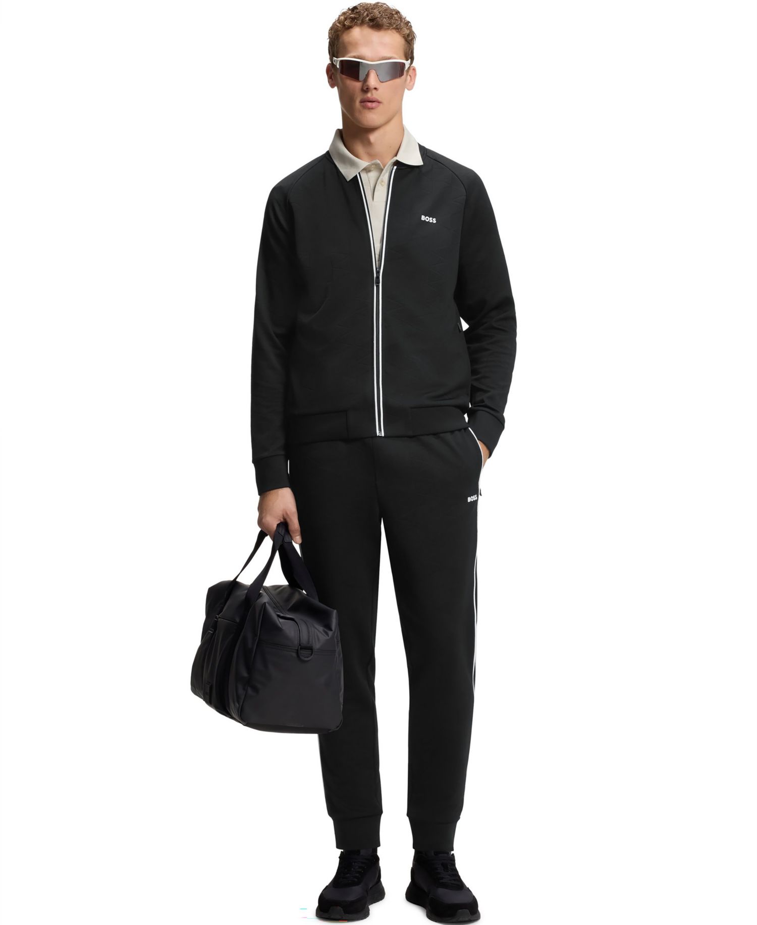 Men's Triangle-Jacquard Tracksuit Bottoms Pants