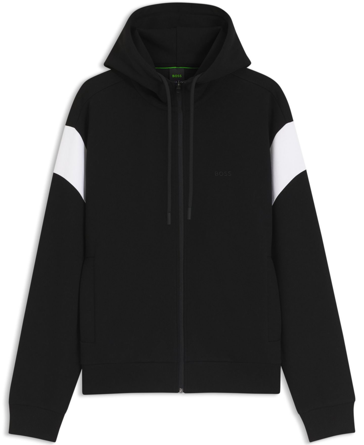 Мужской свитшот Hugo Boss Spacer Piqué Regular-Fit Zip-Up, цвет: Чёрный — фото 2