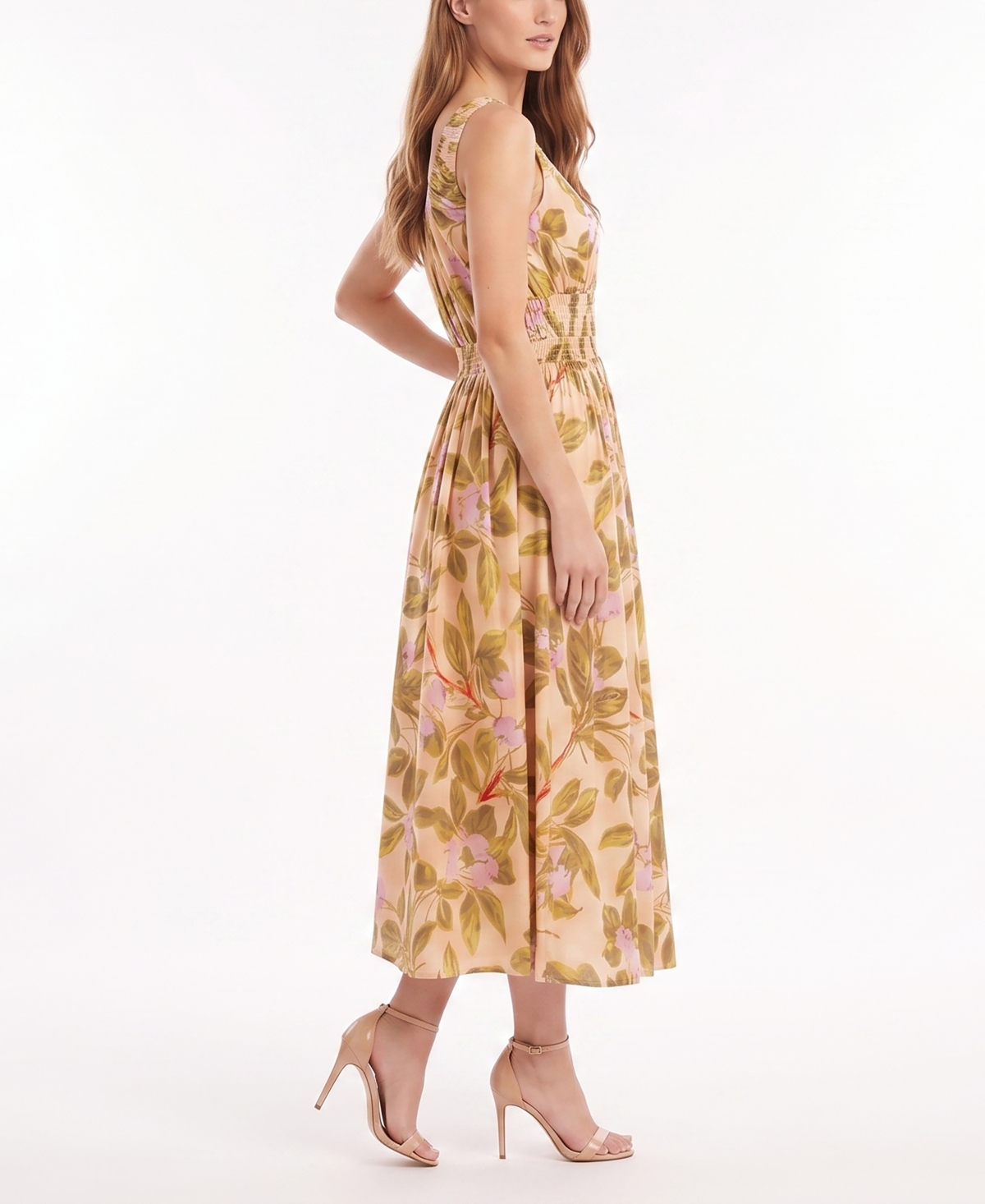 Taylor Women's Sleeveless Shirred Floral A-Line Dress
