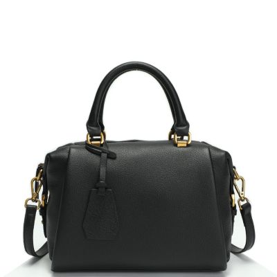 Women's Pebbled Leather Top Handle Satchel Bag Structured Crossbody Purse Handbag