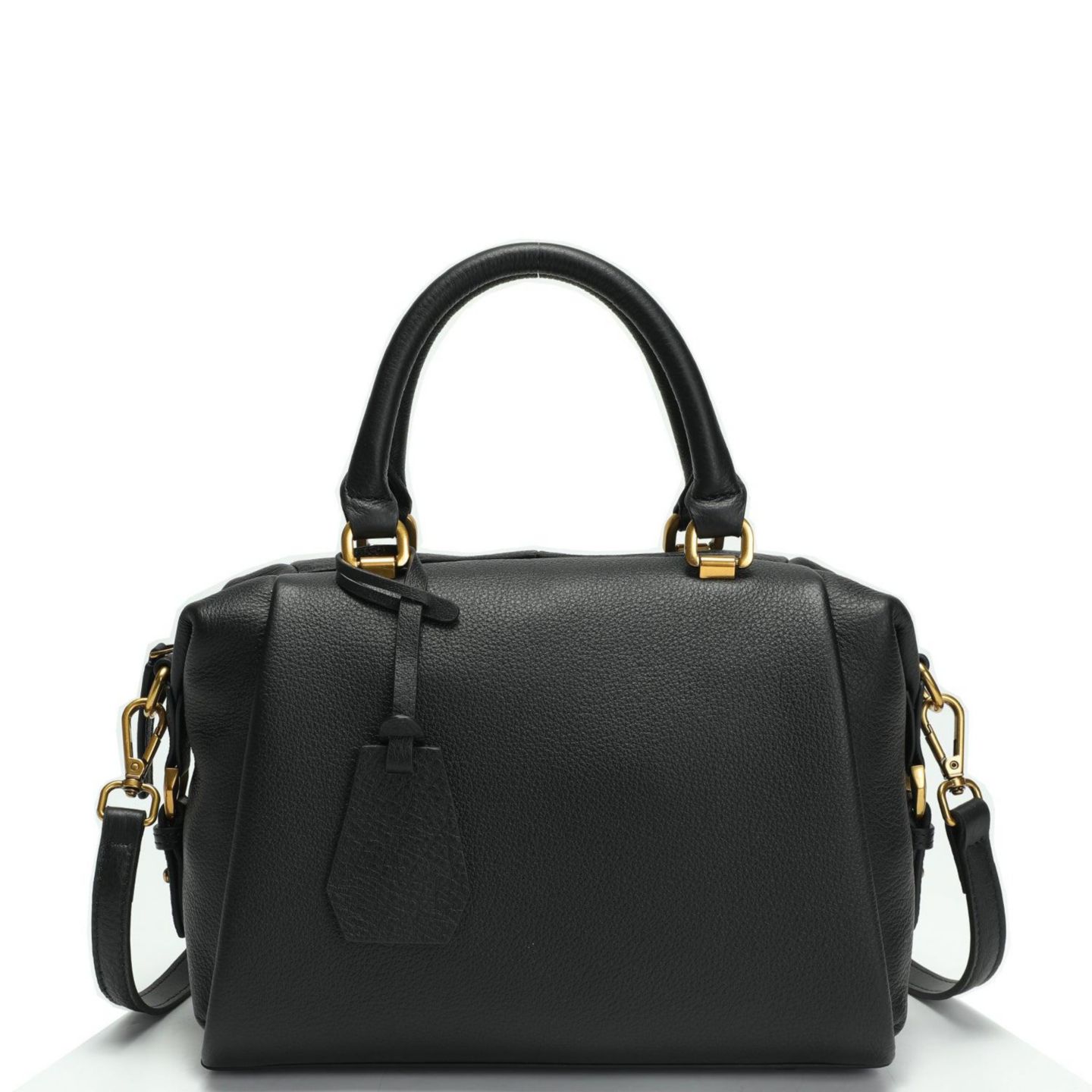 Женская сумка SUSU Pebbled Leather Top Handle Satchel Structured Crossbody Purse Handbag, цвет: Чёрный / Оникс чёрный — фото 1