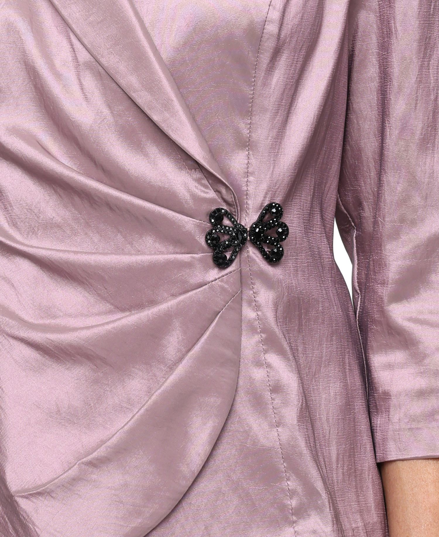 Petite 3/4-Length-Sleeve Taffeta Top