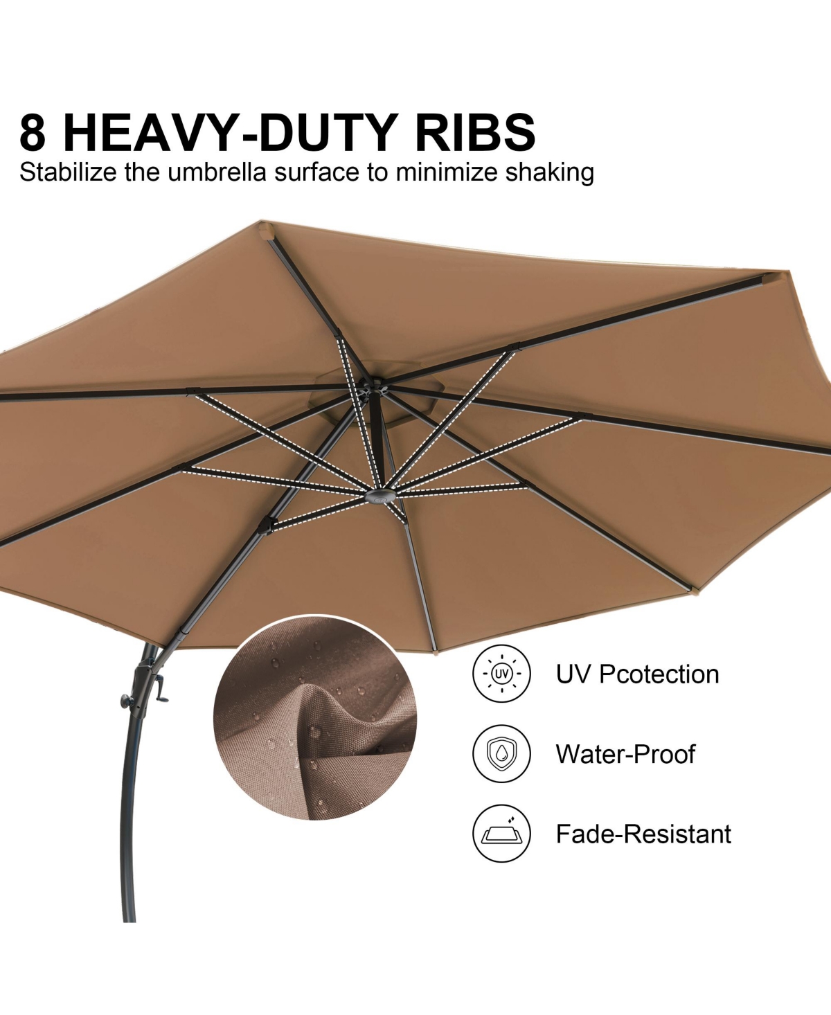 Decksplore Cantilever Patio Umbrella Sun Umbrella Backyard Umbrella with Base