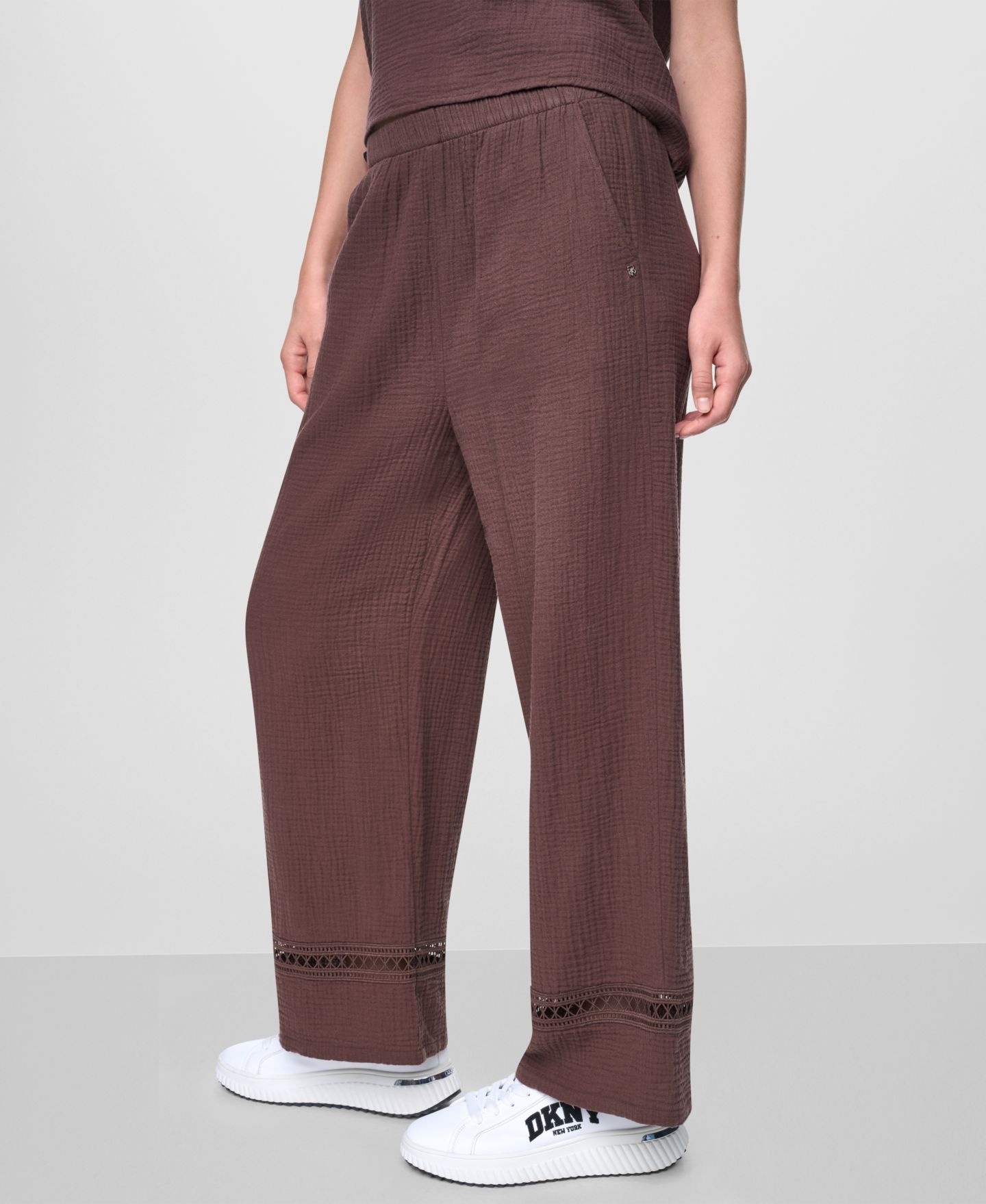 Женские брюки DKNY Jeans Mid-Rise Drawstring, цвет: Каштановый — фото 3