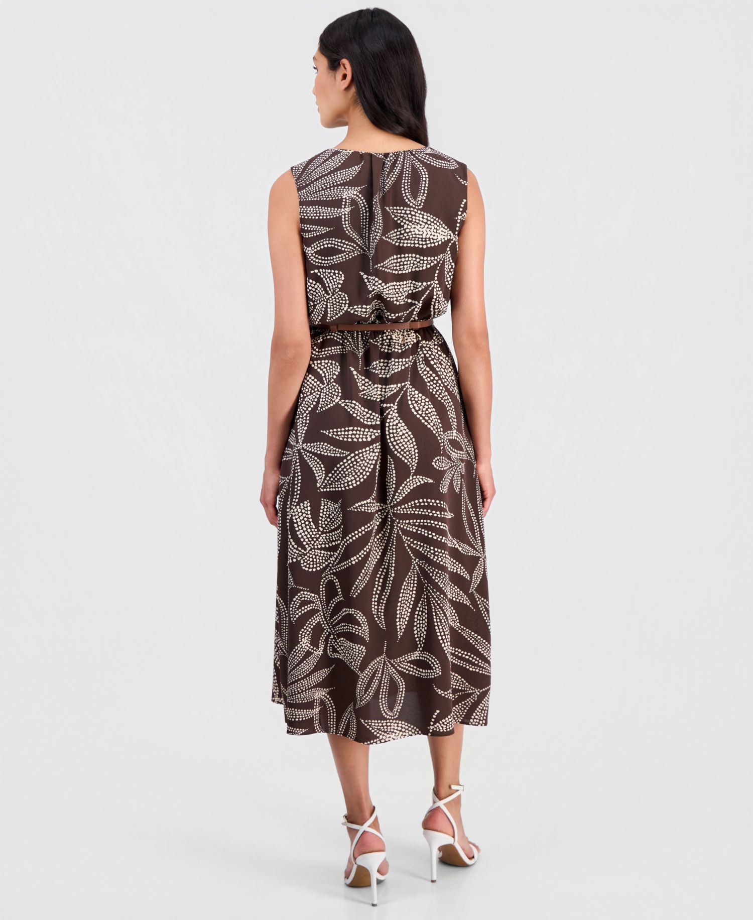 Women's Keyhole-Neck A-Line Midi Dress