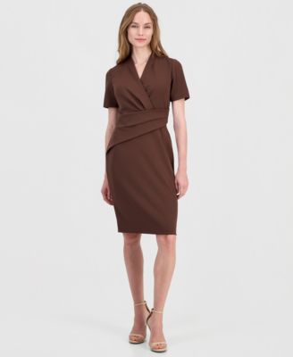 Women's Surplice V-Neck Scuba Crepe Dress