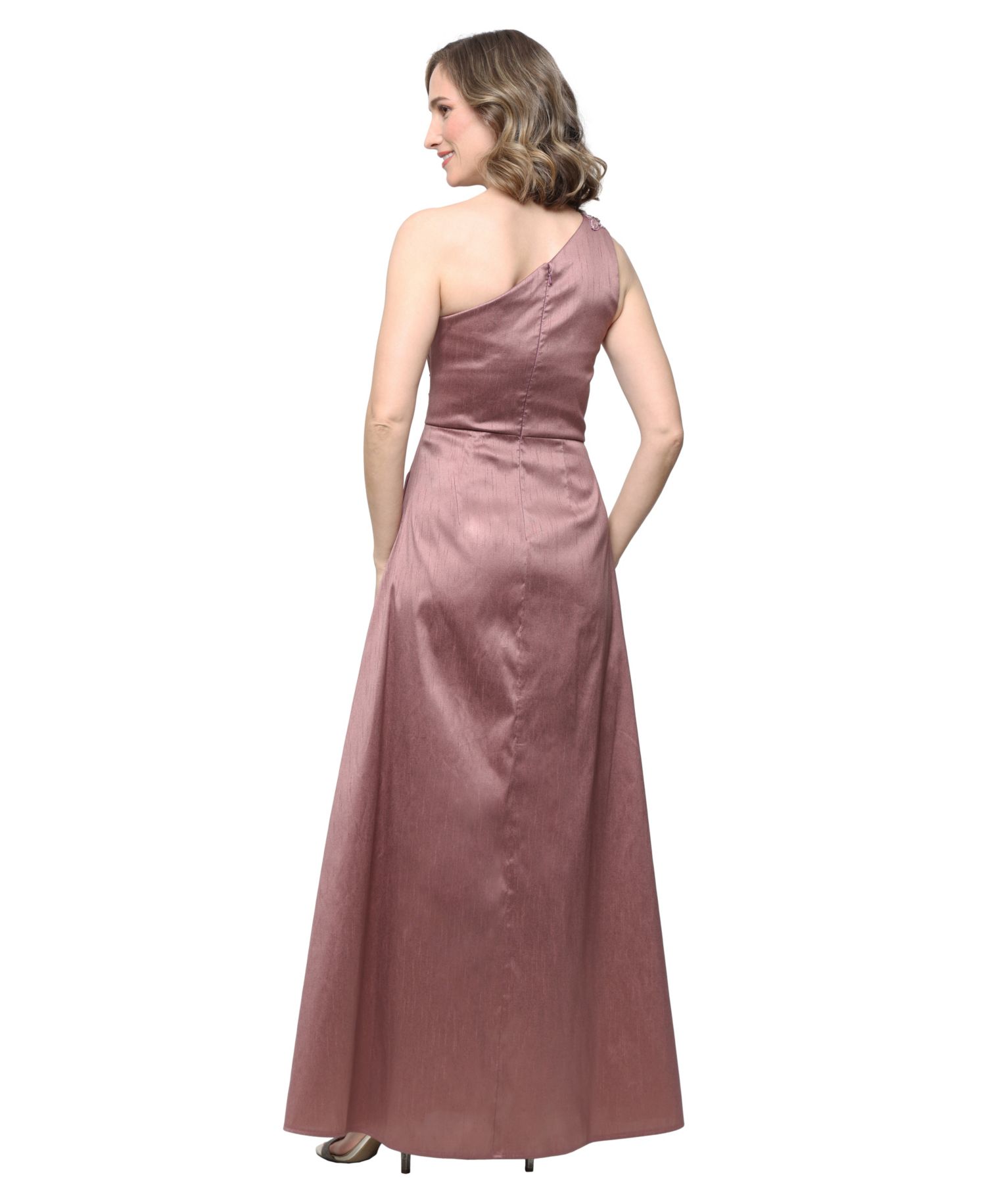 Women's One-Shoulder Shantung Dress