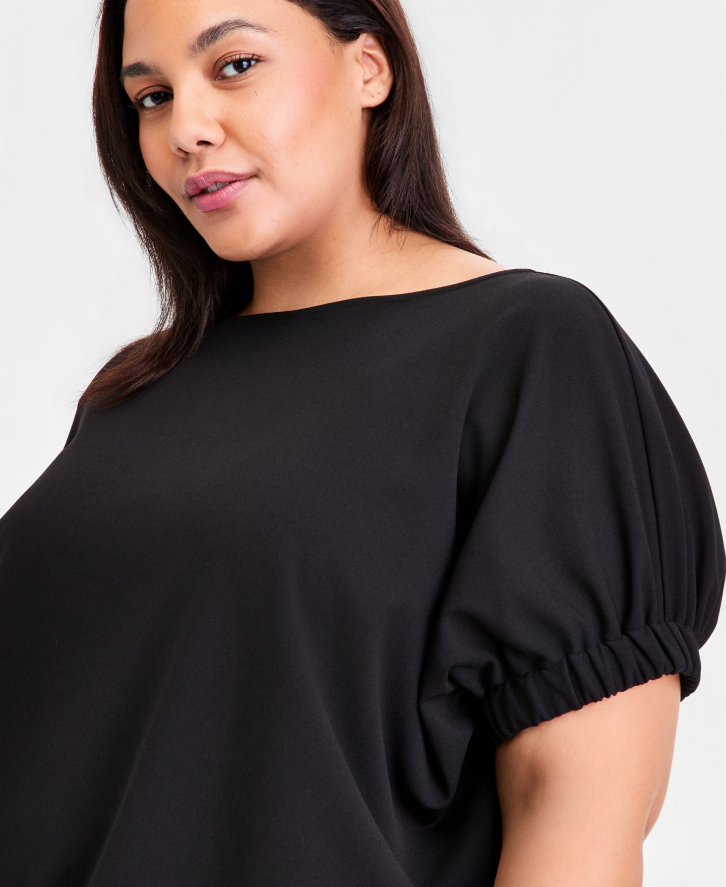 Женский топ Anne Klein Plus Size Boat-Neck Dolman-Sleeve Top, цвет: Чёрный — фото 3