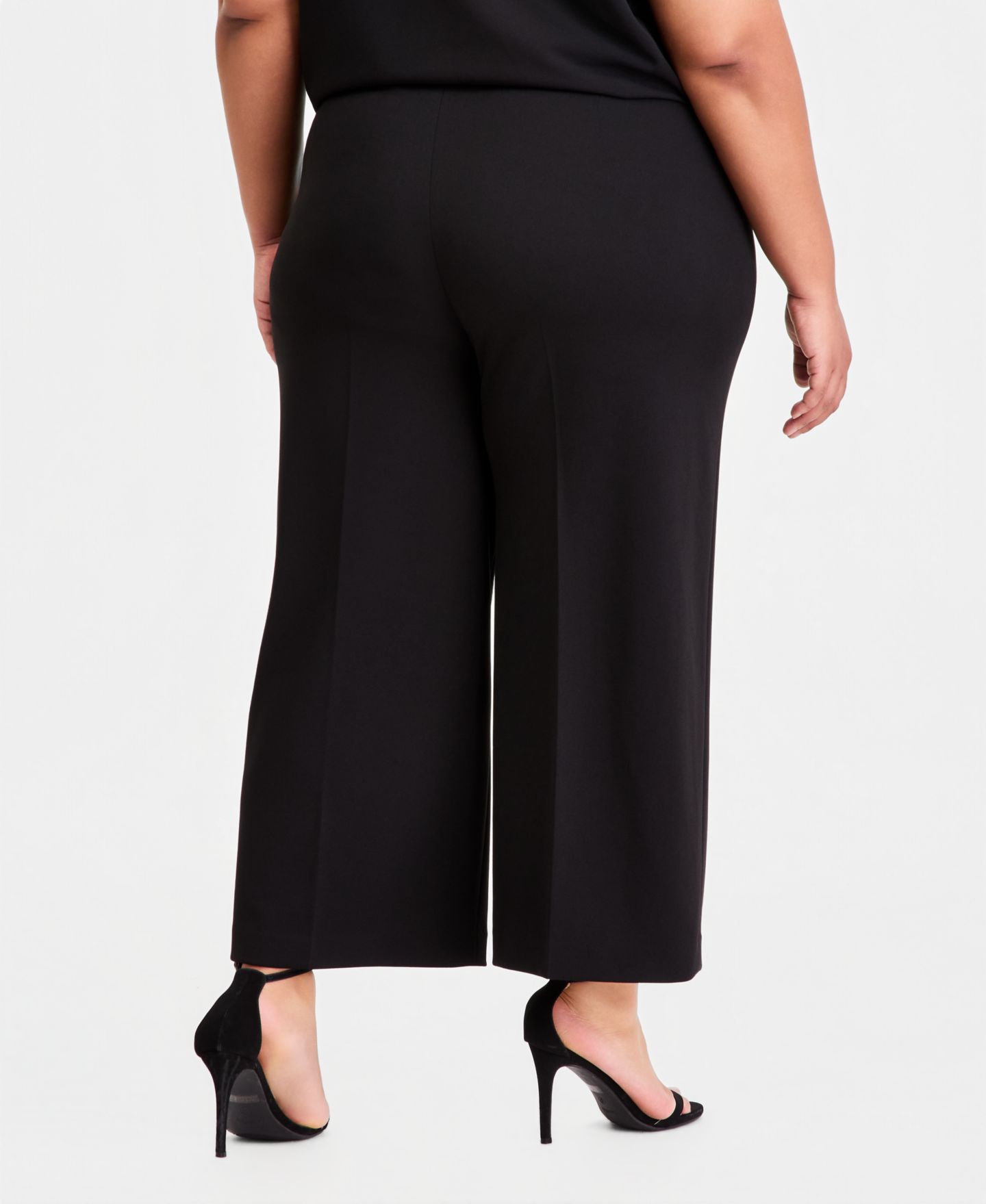 Женские брюки Anne Klein Plus Size High-Rise Wide-Leg, цвет: Чёрный — фото 3