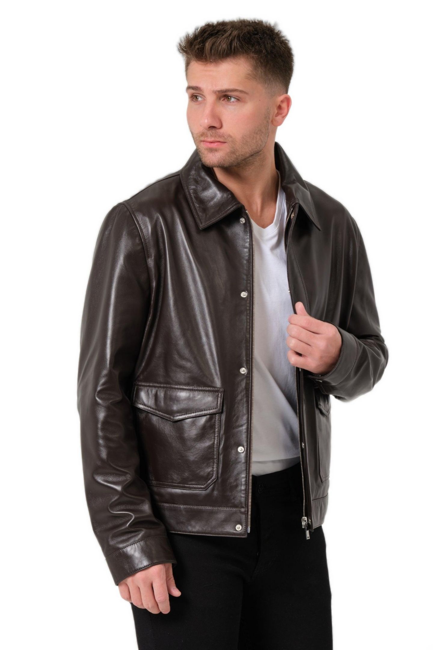 Мужская куртка Furniq UK Maddox Nappa Leather, цвет: Кофейный коричневый — фото 2