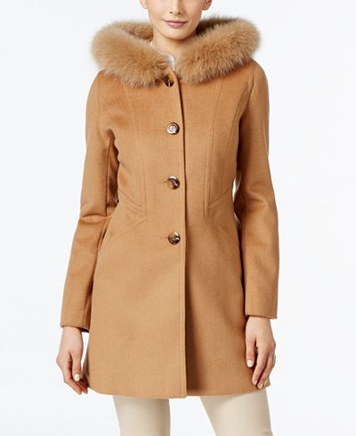 Forecaster Fox-Fur-Trim Hooded Walker Coat, Only at Macy's