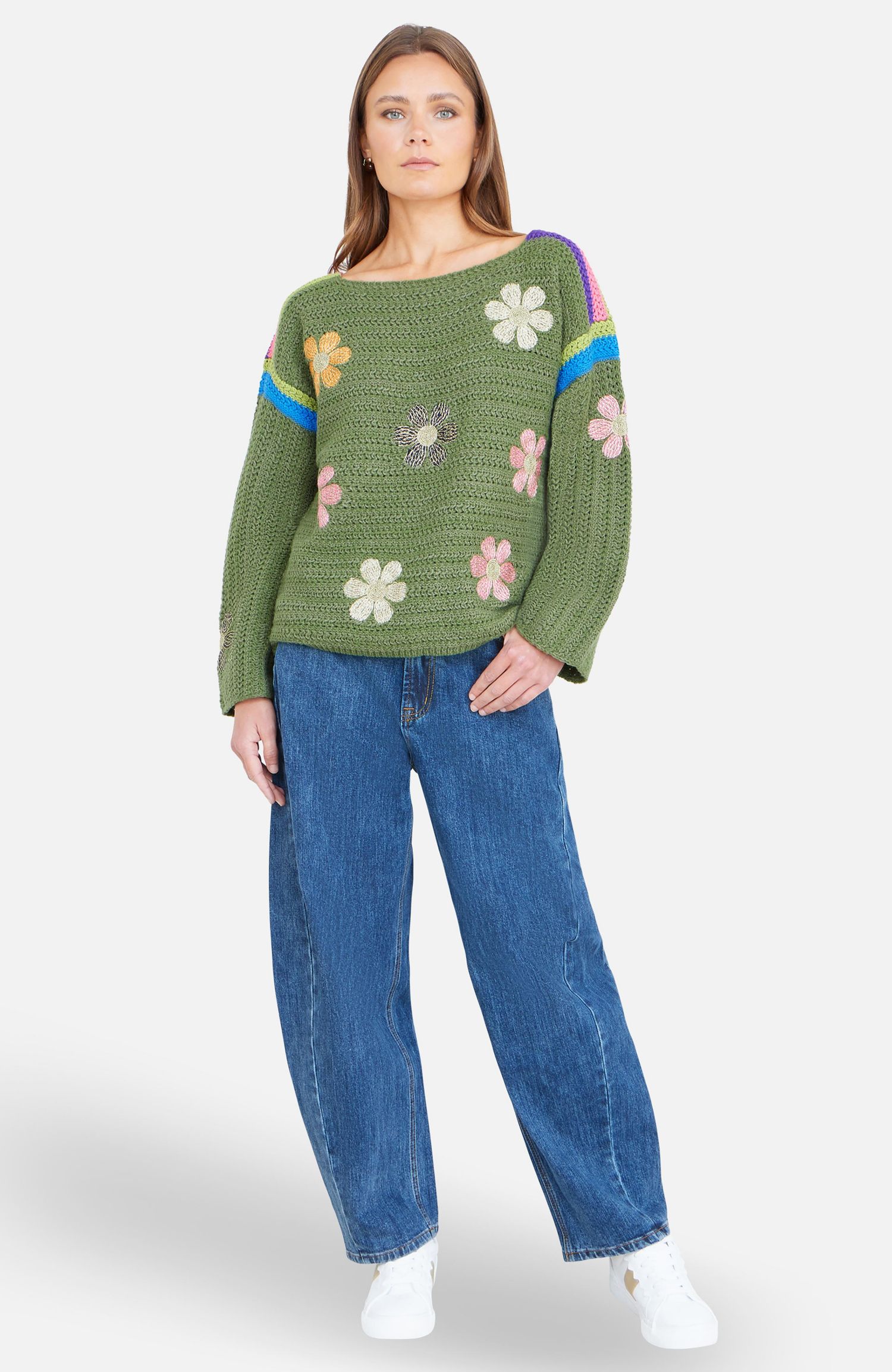 Women's Crochet Flower Jumper