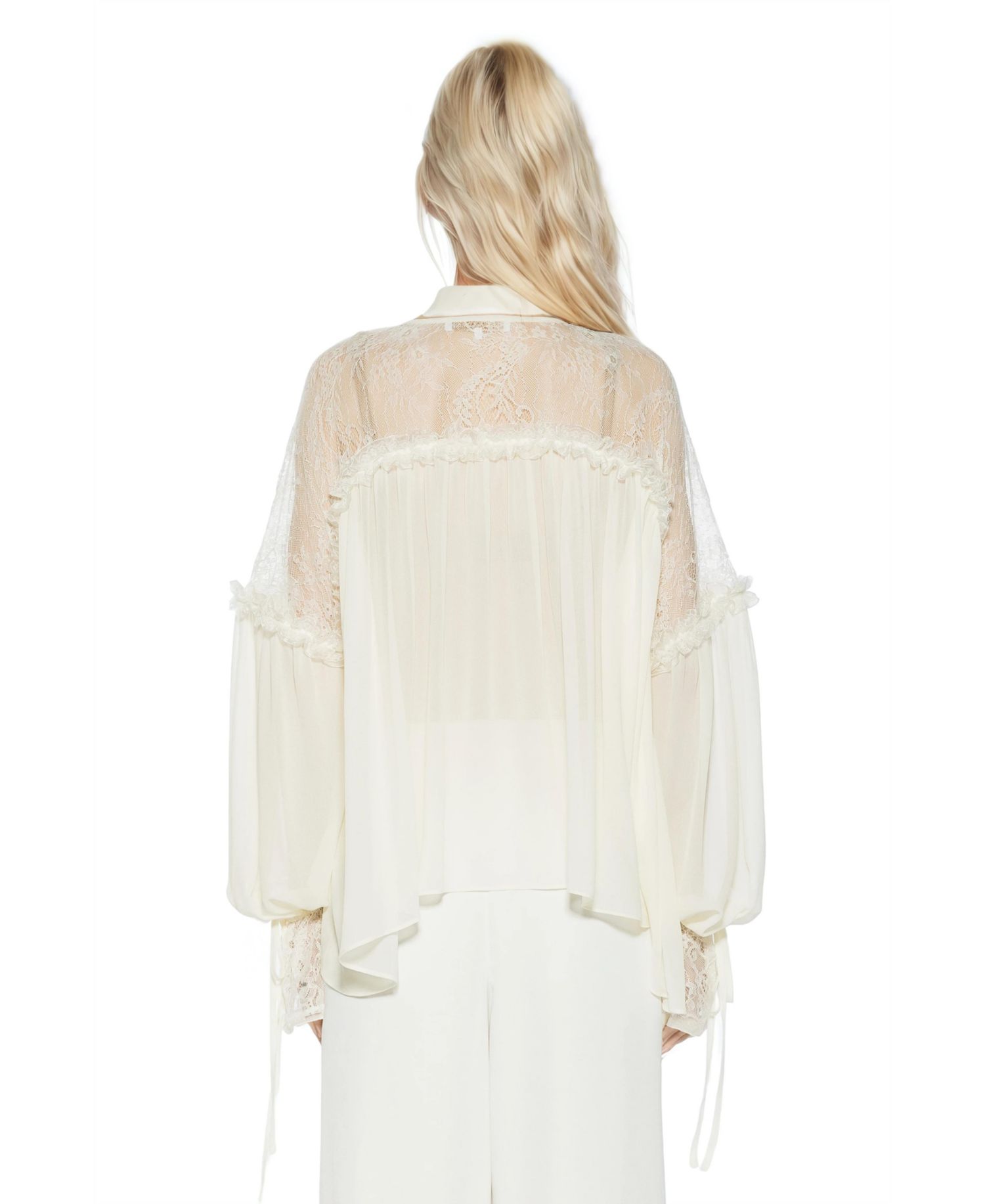 Women's Indigo Lace Cotton Blouse