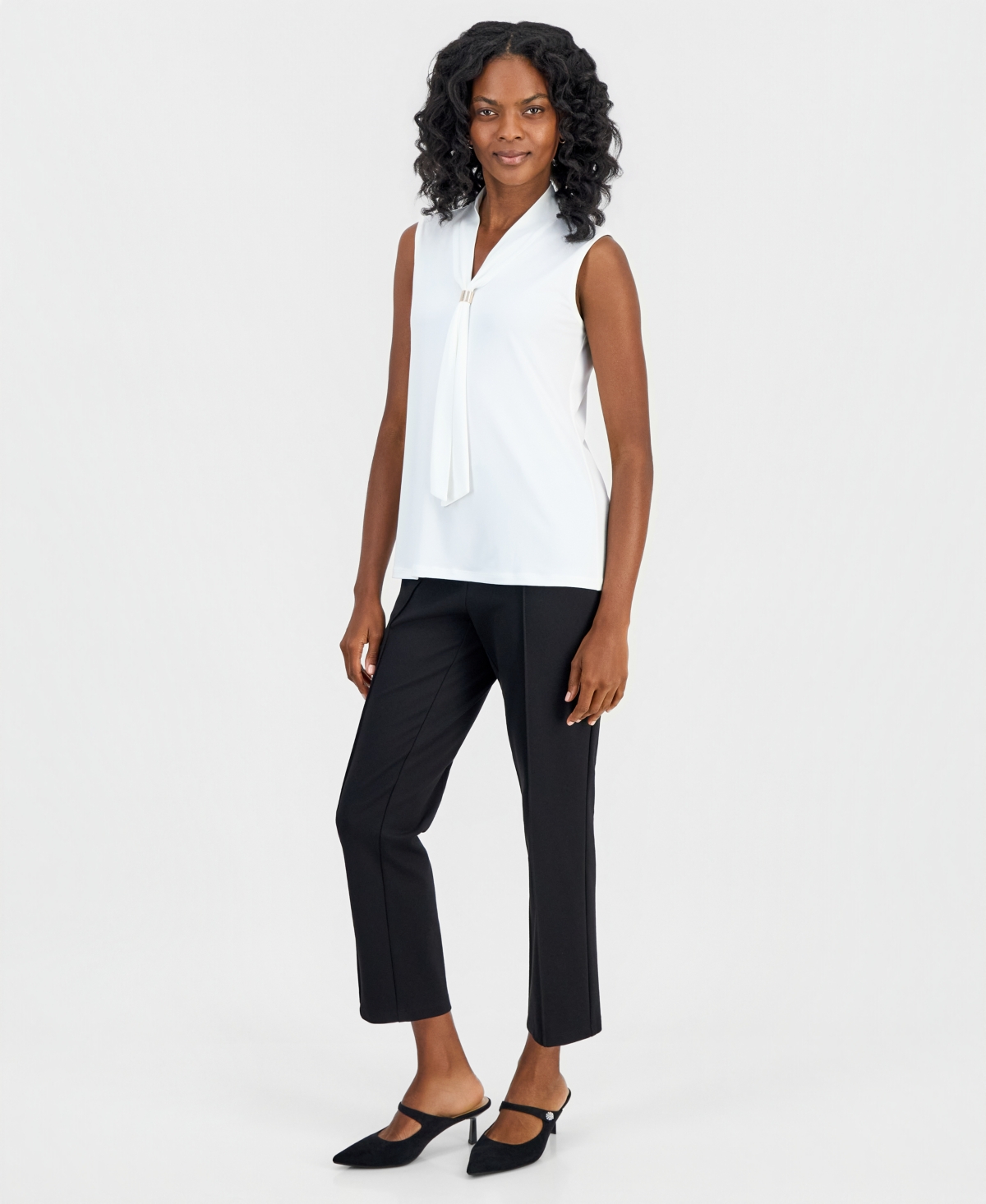 Kasper Women's Embellished-Tie-Neck Sleeveless Top