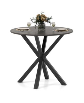  Round Farmhouse Dining Table for 4 w/Stable Intersecting Pedestal Base