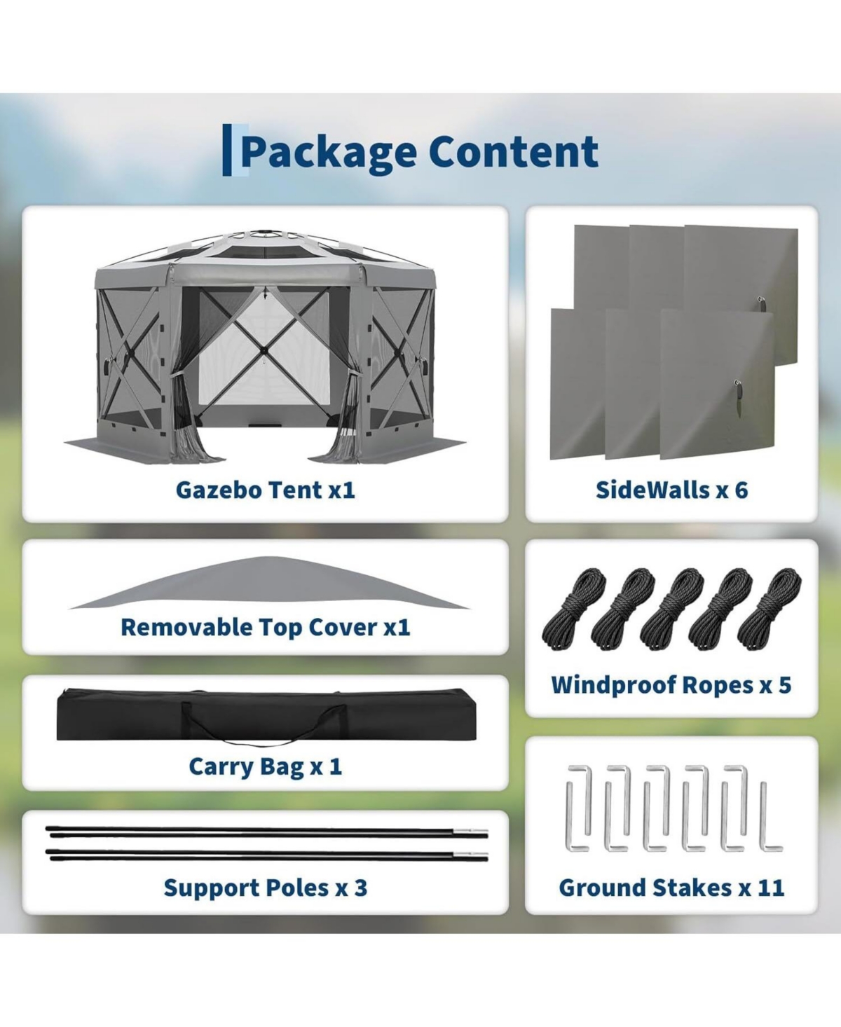 gaomon 13FT Pop Up Gazebo Tent with 6 Removable Wind Panels for Outdoor Events, Camping, Patio, Backyard