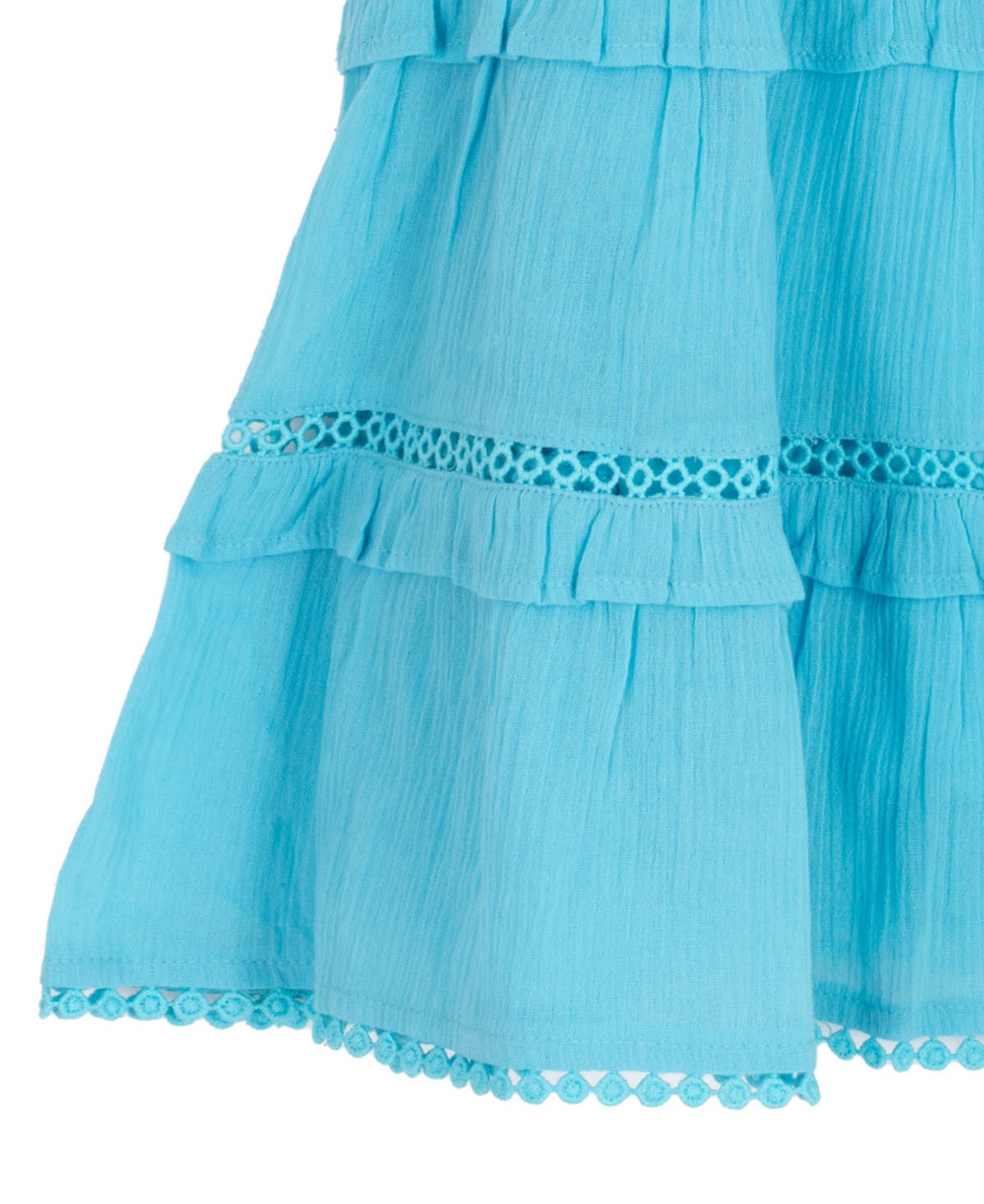 Rare Editions Girls' 2T-6X Crochet To Gauze Tiered Dress