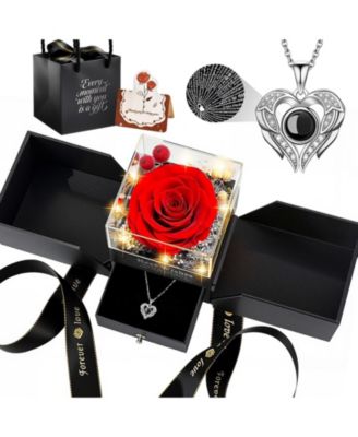 Gnuadz Preserved Rose Heart Necklace Gift Box - Red 77$