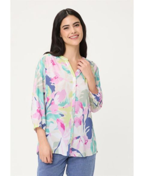 Женская рубашка Olsen Floral Tunic, цвет: Синий