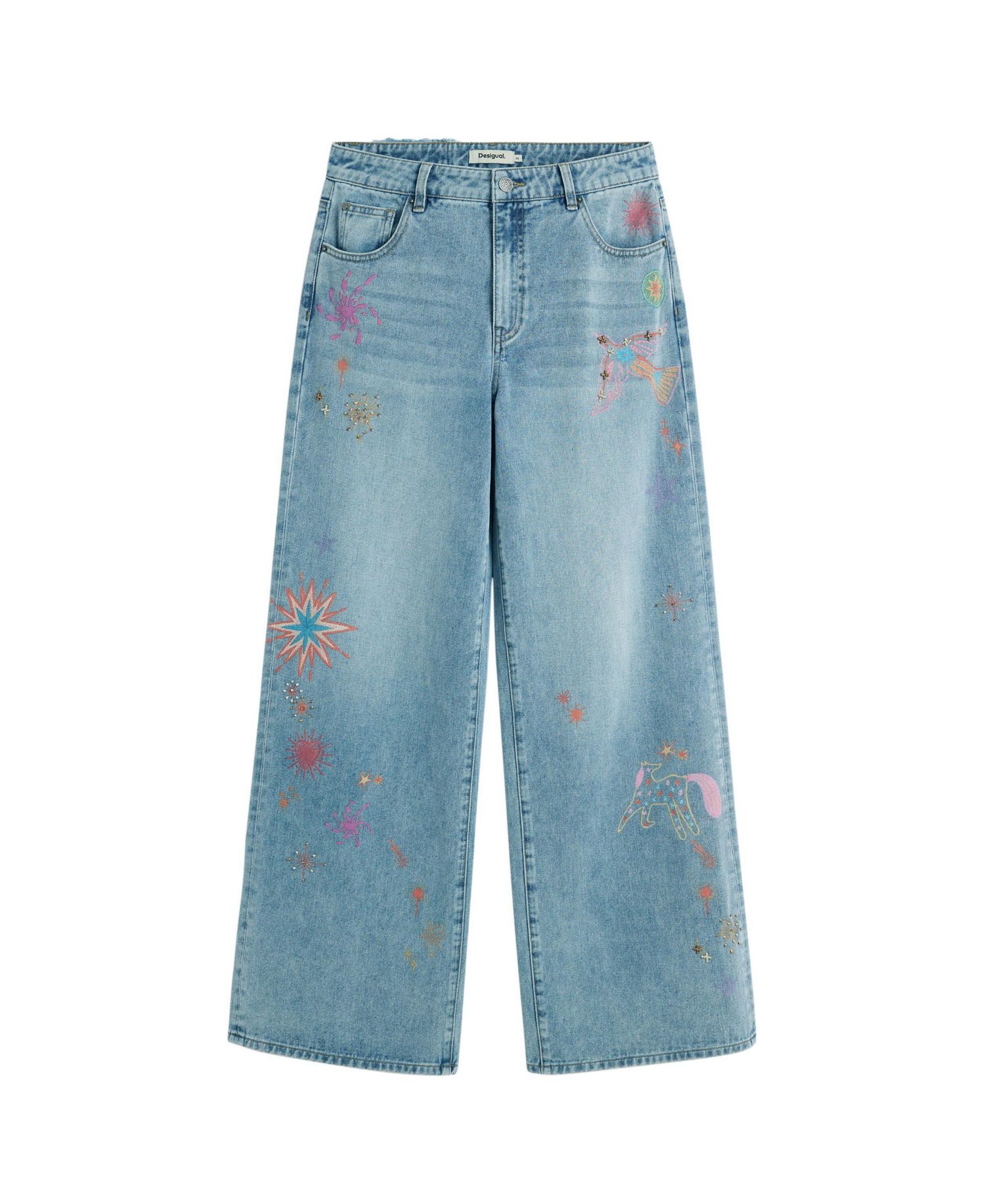Women's Printed Denim Trousers