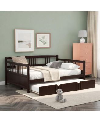 Full Size Daybed Wood Bed with Twin Size Trundle