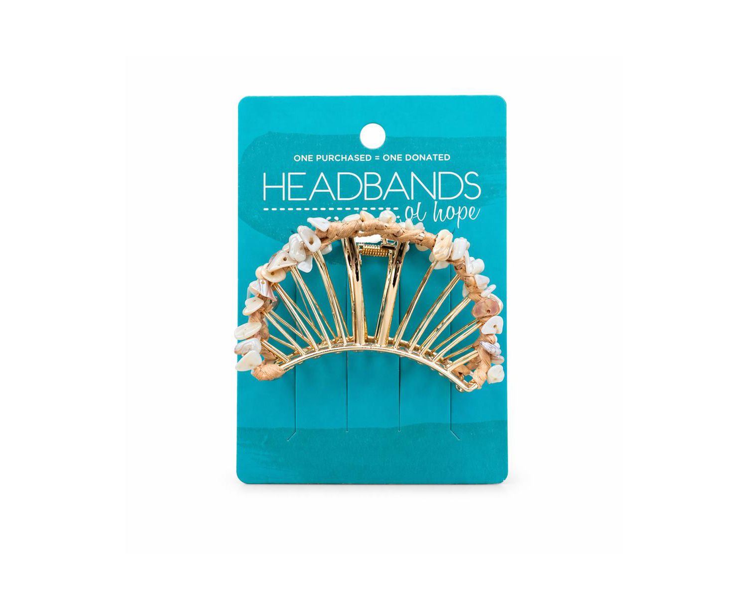 Women's Raffia Seashell Hair Claw Clip - White
