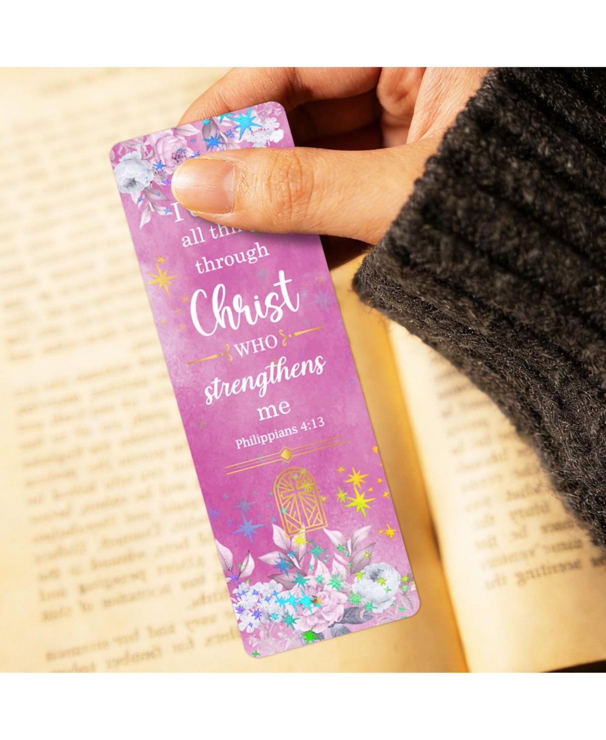 Gnuadz Religious Verse Paper Bookmark Cross Flower Gift