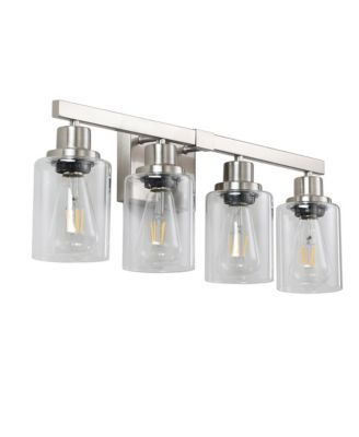 24 Inch Modern 4 Light Bathroom Vanity Light Fixture with Clear Glass Shades for Bathroom Vanity Dressing Area No Bulbs