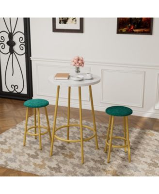 3-Piece Modern Pub Bar Table Set with 2 Stools
