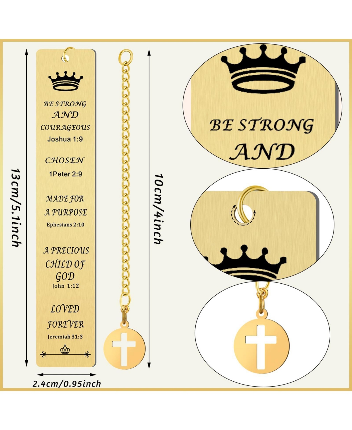 Gnuadz Religious Metal Bookmark Cross Scripture Baptism Gift