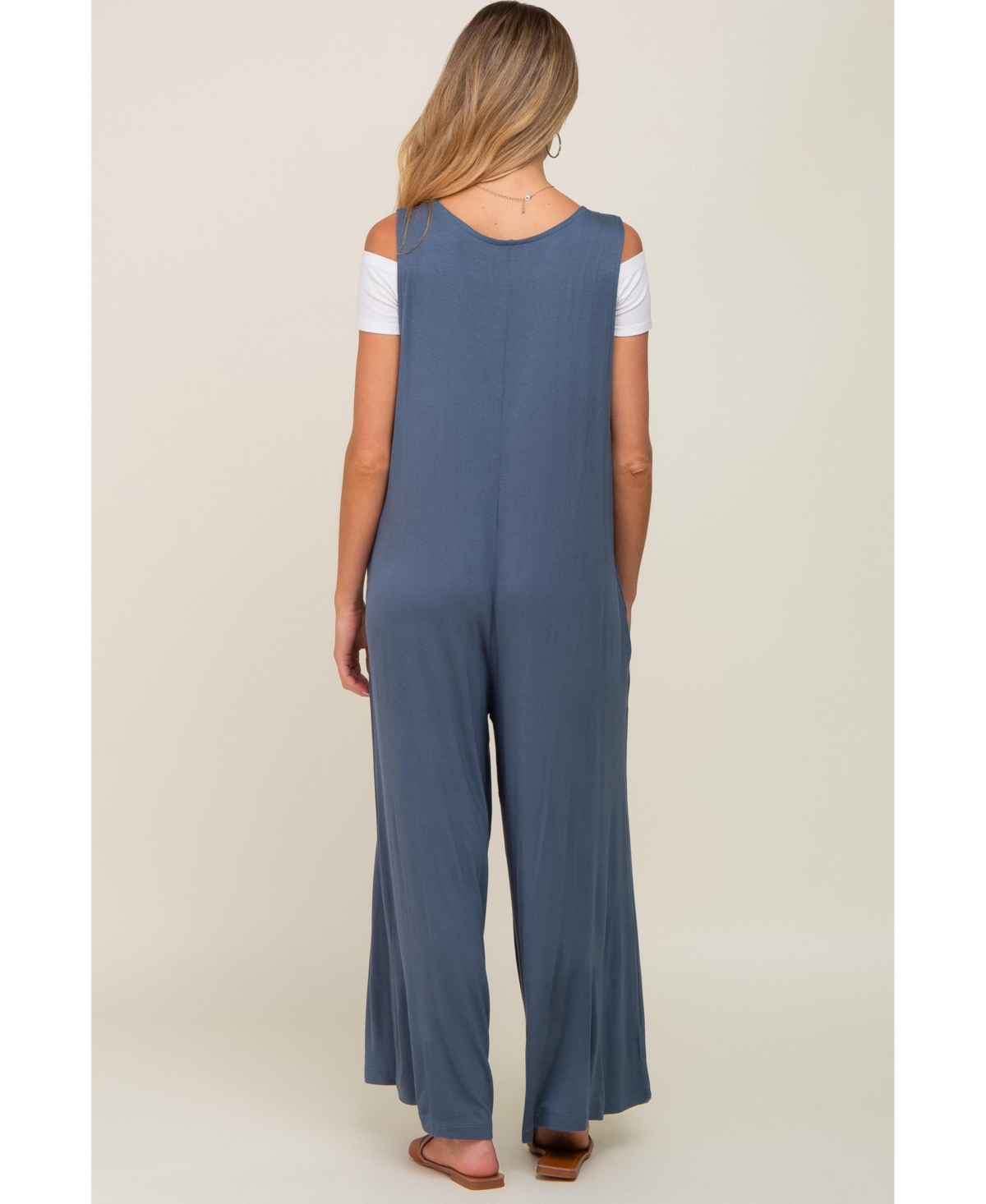 Pinkblush Maternity Deep V Sleeveless Wide Leg Jumpsuit