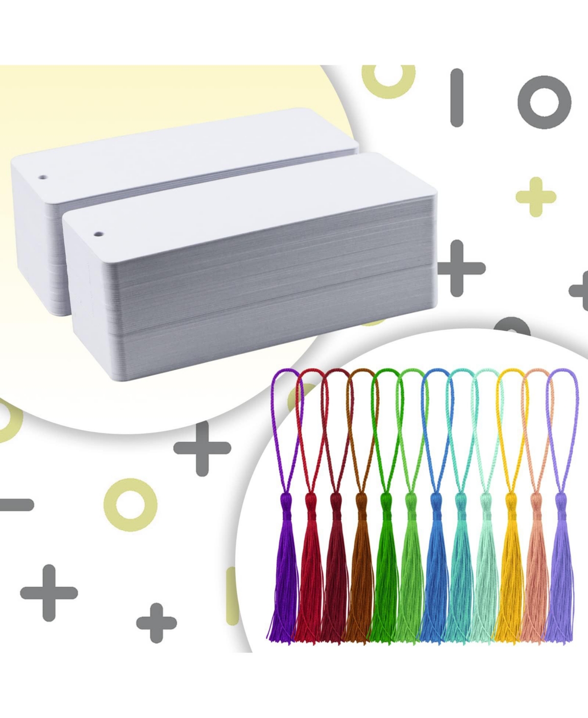Gnuadz Blank Paper Bookmarks with Tassels for Diy Crafts